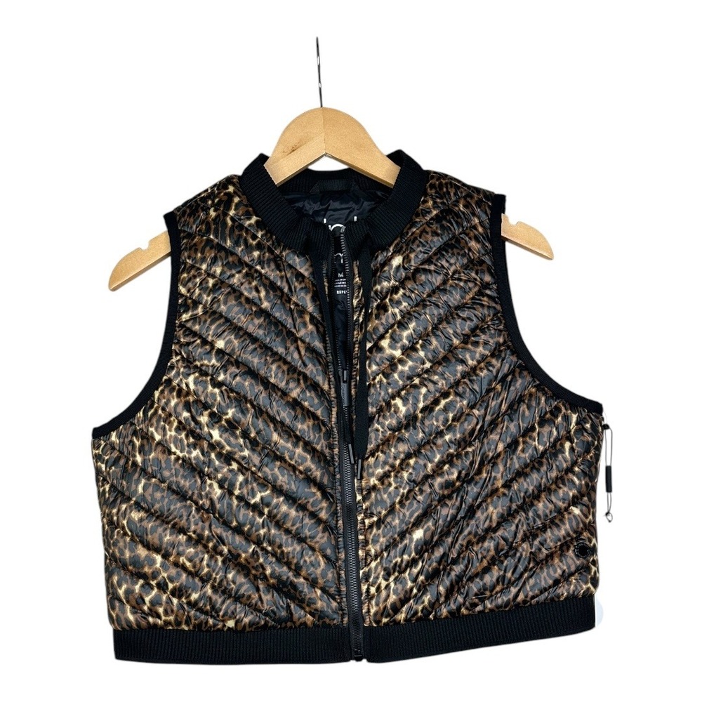 New Calvin Klein Performance Animal Print Cropped‎ Quilted Vest size Medium